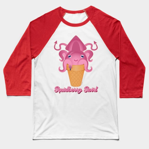 Squidberry Swirl Cute Squid Ice Cream Cone Baseball T-Shirt by DanielLiamGill